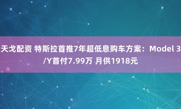 天戈配资 特斯拉首推7年超低息购车方案:Model 3/Y首付7.99万 月供1918元